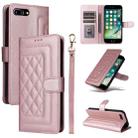 For iPhone 8 Plus / 7 Plus Diamond Lattice Leather Flip Phone Case(Rose Gold) - 1