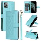 For iPhone 11 Pro Diamond Lattice Leather Flip Phone Case(Mint Green) - 1