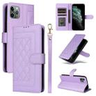 For iPhone 11 Pro Diamond Lattice Leather Flip Phone Case(Light Purple) - 1