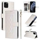 For iPhone 11 Pro Max Diamond Lattice Leather Flip Phone Case(White) - 1