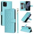 For iPhone 11 Pro Max Diamond Lattice Leather Flip Phone Case(Mint Green) - 1