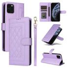 For iPhone 11 Pro Max Diamond Lattice Leather Flip Phone Case(Light Purple) - 1