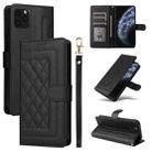 For iPhone 11 Pro Max Diamond Lattice Leather Flip Phone Case(Black) - 1