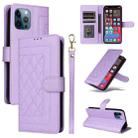 For iPhone 12 Pro Max Diamond Lattice Leather Flip Phone Case(Light Purple) - 1