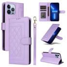 For iPhone 13 Pro Max Diamond Lattice Leather Flip Phone Case(Light Purple) - 1