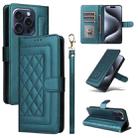 For iPhone 15 Pro Diamond Lattice Leather Flip Phone Case(Green) - 1