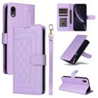 For iPhone XR Diamond Lattice Leather Flip Phone Case(Light Purple) - 1