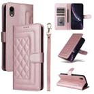 For iPhone XR Diamond Lattice Leather Flip Phone Case(Rose Gold) - 1