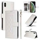 For iPhone XS Max Diamond Lattice Leather Flip Phone Case(White) - 1