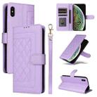 For iPhone XS Max Diamond Lattice Leather Flip Phone Case(Light Purple) - 1