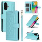 For iPhone 16 Diamond Lattice Leather Flip Phone Case(Mint Green) - 1