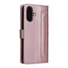 For iPhone 16 Diamond Lattice Leather Flip Phone Case(Rose Gold) - 3