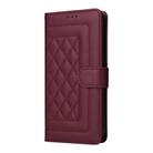 For iPhone 16 Diamond Lattice Leather Flip Phone Case(Wine Red) - 2