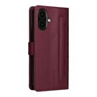 For iPhone 16 Diamond Lattice Leather Flip Phone Case(Wine Red) - 3