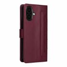 For iPhone 16 Plus Diamond Lattice Leather Flip Phone Case(Wine Red) - 3