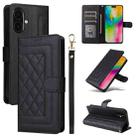 For iPhone 16 Plus Diamond Lattice Leather Flip Phone Case(Black) - 1