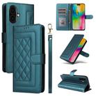 For iPhone 16 Plus Diamond Lattice Leather Flip Phone Case(Green) - 1