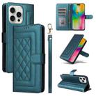 For iPhone 16 Pro Diamond Lattice Leather Flip Phone Case(Green) - 1