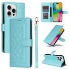 For iPhone 16 Pro Max Diamond Lattice Leather Flip Phone Case(Mint Green) - 1