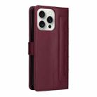 For iPhone 16 Pro Max Diamond Lattice Leather Flip Phone Case(Wine Red) - 3