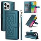 For iPhone 16 Pro Max Diamond Lattice Leather Flip Phone Case(Green) - 1