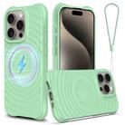 For iPhone 15 Pro Wave Texture MagSafe Magnetic Liquid Silicone Phone Case(Green) - 1