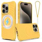 For iPhone 15 Pro Wave Texture MagSafe Magnetic Liquid Silicone Phone Case(Yellow) - 1
