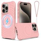 For iPhone 15 Pro Wave Texture MagSafe Magnetic Liquid Silicone Phone Case(Pink) - 1