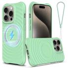 For iPhone 12 Pro Max Wave Texture MagSafe Magnetic Liquid Silicone Phone Case(Green) - 1