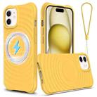 For iPhone 12 Wave Texture MagSafe Magnetic Liquid Silicone Phone Case(Yellow) - 1