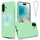 For iPhone 16 Plus Wave Texture MagSafe Magnetic Liquid Silicone Phone Case(Green) - 1