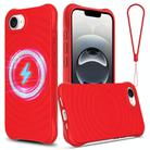 For iPhone 16e Wave Texture MagSafe Magnetic Liquid Silicone Phone Case(Red) - 1