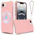 For iPhone 16e Wave Texture MagSafe Magnetic Liquid Silicone Phone Case(Pink) - 1