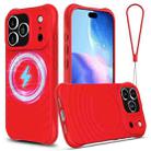 For iPhone 17 Pro Wave Texture MagSafe Magnetic Liquid Silicone Phone Case(Red) - 1