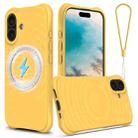 For iPhone 17 Wave Texture MagSafe Magnetic Liquid Silicone Phone Case(Yellow) - 1