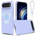 For iPhone 17 Air Wave Texture MagSafe Magnetic Liquid Silicone Phone Case(Purple) - 1