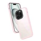 For iPhone 15 Pro Frame Two Color Lens Ring TPU Phone Case(Pink) - 1