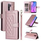 For Xiaomi Redmi 9 Diamond Lattice Leather Flip Phone Case(Rose Gold) - 1