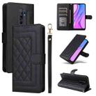 For Xiaomi Redmi 9 Diamond Lattice Leather Flip Phone Case(Black) - 1