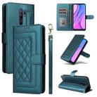 For Xiaomi Redmi 9 Diamond Lattice Leather Flip Phone Case(Green) - 1