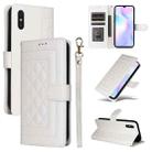 For Xiaomi Redmi 9a Diamond Lattice Leather Flip Phone Case(White) - 1