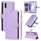 For Xiaomi Redmi 9a Diamond Lattice Leather Flip Phone Case(Light Purple) - 1