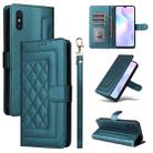 For Xiaomi Redmi 9a Diamond Lattice Leather Flip Phone Case(Green) - 1