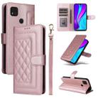 For Xiaomi Redmi 9C Diamond Lattice Leather Flip Phone Case(Rose Gold) - 1