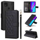 For Xiaomi Redmi 9C Diamond Lattice Leather Flip Phone Case(Black) - 1