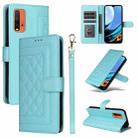 For Xiaomi Redmi 9T Diamond Lattice Leather Flip Phone Case(Mint Green) - 1