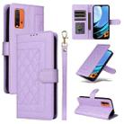 For Xiaomi Redmi 9T Diamond Lattice Leather Flip Phone Case(Light Purple) - 1