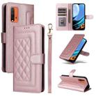 For Xiaomi Redmi 9T Diamond Lattice Leather Flip Phone Case(Rose Gold) - 1