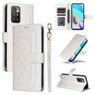 For Xiaomi Redmi 10 Diamond Lattice Leather Flip Phone Case(White) - 1