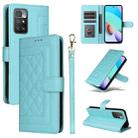 For Xiaomi Redmi 10 Diamond Lattice Leather Flip Phone Case(Mint Green) - 1